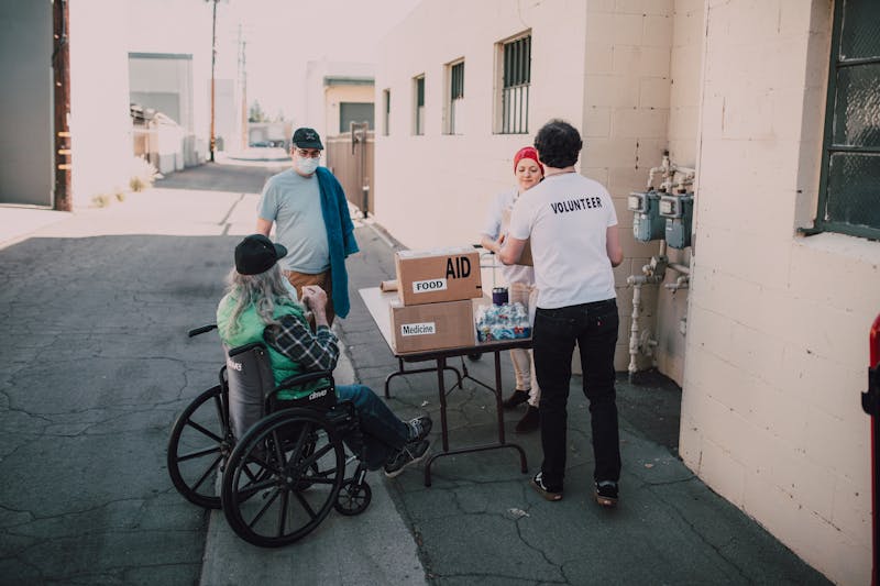 Helping someone in a wheelchair